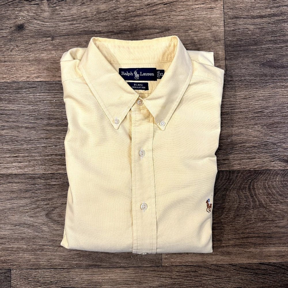 Ralph Lauren Shirt Mens Extra Large XL Yellow Long Sleeve Button Down Blake